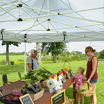 pop-up canopy at a farmers market