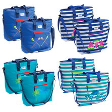 RIO Gear Deluxe Insulated Cooler Beach Bag, Solids/Stripes Mix - Pack of 8