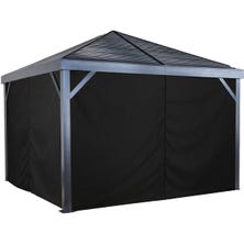 Curtains for South Beach Gazebo, 12 ft. x 12 ft. Black, Gazebo Not Included