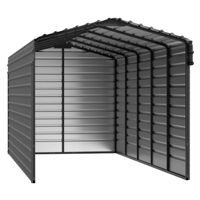 Arrow 10 x 24 x 9 ft Charcoal 3 Sided Carport 14 Arrow 10 x 24 x 9 ft Charcoal 3 Sided Carport 14