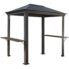 BBQ Mykonos Hardtop Grill Gazebo, 5 ft. x 8 ft. Light Gray