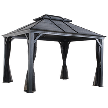 Mykonos II Double Roof Hardtop Gazebo, 10 ft. x 12 ft. Dark Gray