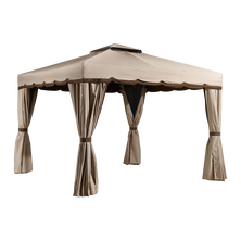 Roma Soft Top Gazebo, 10 ft. x 10 ft. Beige with Brown Trim