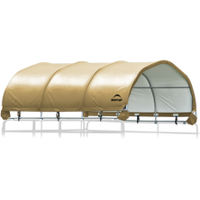Corral Shelter™ Livestock Shade, Galvanized 12 ft. x 12 ft. Heavy Duty PVC 14.5 oz. Tan