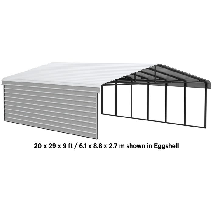 Arrow 20 x 33 x 9 ft Eggshell Carport with 1-Sided Enclosure 10 Arrow 20 x 33 x 9 ft Eggshell Carport with 1-Sided Enclosure 10