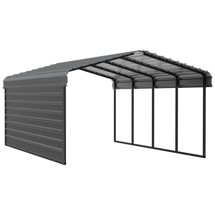 Arrow 20 x 12 x 7 ft Charcoal Carport with 1-sided Enclosure 16 Arrow 20 x 12 x 7 ft Charcoal Carport with 1-sided Enclosure 16
