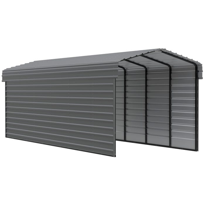 Arrow 29 x 10 ft Charcoal Carport with 2-sided Enclosure 16 Arrow 29 x 10 ft Charcoal Carport with 2-sided Enclosure 16