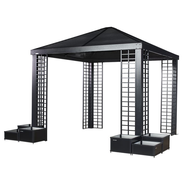 Sojag Havana 13 x 11 x 10 ft Black Aluminum Frame Gazebo With Planters 10 Sojag Havana 13 x 11 x 10 ft Black Aluminum Frame Gazebo With Planters 10