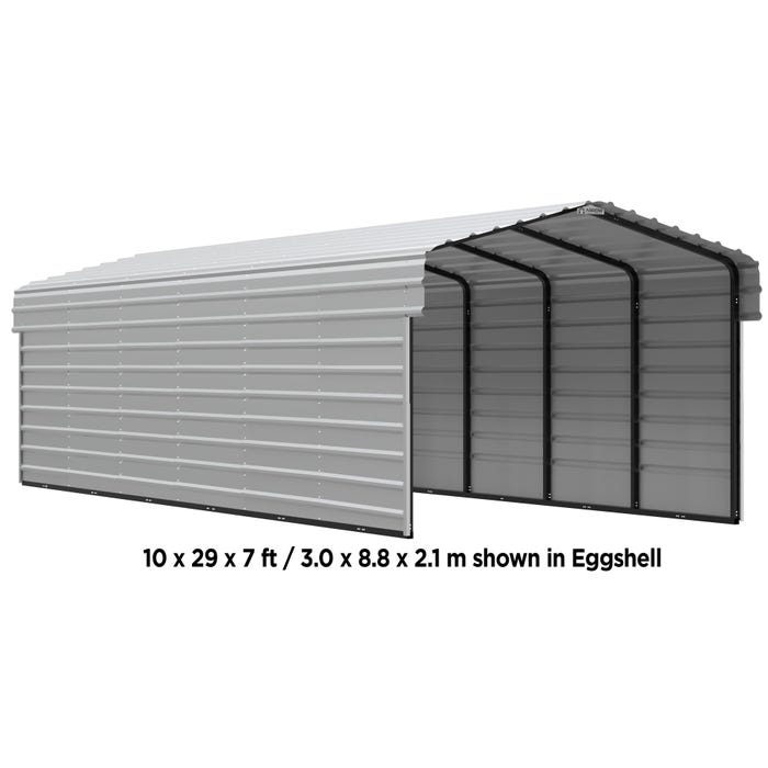 Arrow 10 x 42 x 7 ft Eggshell Carport with 2-Sided Enclosure 10 Arrow 10 x 42 x 7 ft Eggshell Carport with 2-Sided Enclosure 10