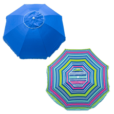 RIO Beach 8 ft. Blue Sun Screening Beach Umbrella - Pack of 6