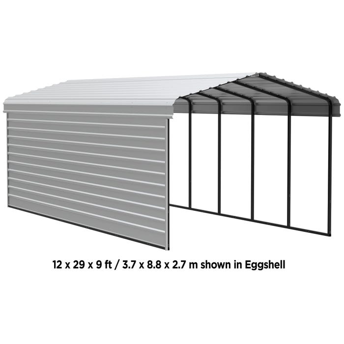 Arrow 12 x 91 x 9 ft Eggshell Carport with 1-Sided Enclosure 10 Arrow 12 x 91 x 9 ft Eggshell Carport with 1-Sided Enclosure 10