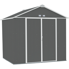 EZEE Shed&reg; Steel Storage Shed, 8 ft. x 7 ft. Charcoal with Cream Trim