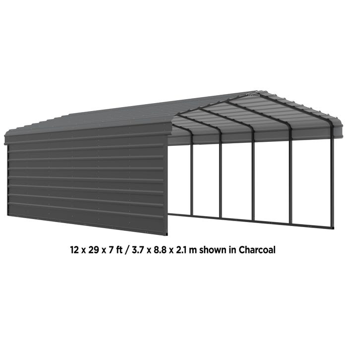 Arrow 12 x 56 x 7 ft Charcoal Carport with 1-Sided Enclosure 10 Arrow 12 x 56 x 7 ft Charcoal Carport with 1-Sided Enclosure 10