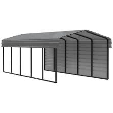 Arrow 24 x 10 ft Charcoal Carport with 1-sided Enclosure