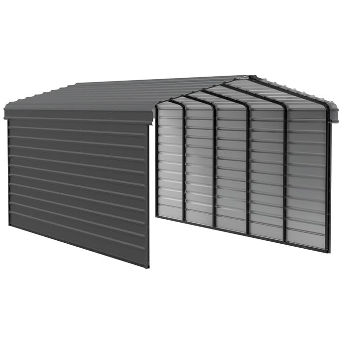 Arrow 24 x 12 x 9 ft Charcoal Carport with 2-sided Enclosure 16 Arrow 24 x 12 x 9 ft Charcoal Carport with 2-sided Enclosure 16