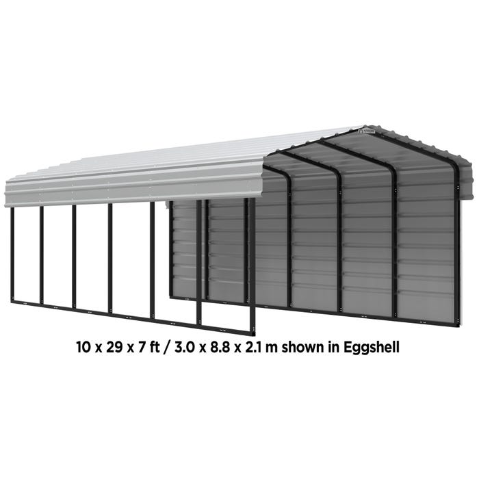 Arrow 10 x 69 x 7 ft Eggshell Carport with 1-Sided Enclosure 10 Arrow 10 x 69 x 7 ft Eggshell Carport with 1-Sided Enclosure 10