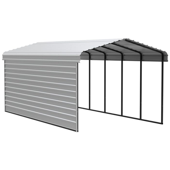 Arrow 24 x 12 x 9 ft Eggshell Carport with 1-sided Enclosure 16 Arrow 24 x 12 x 9 ft Eggshell Carport with 1-sided Enclosure 16
