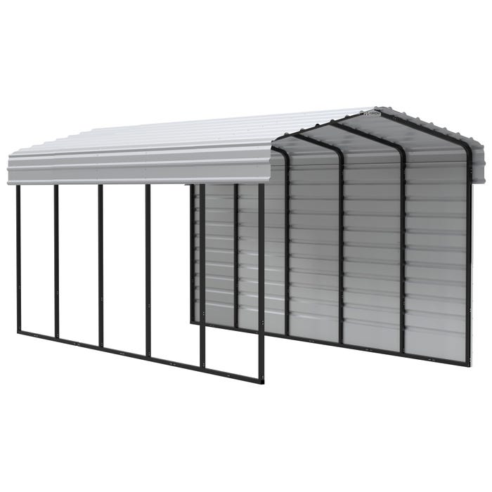 Arrow 24 x 10 ft Eggshell Carport with 1-sided Enclosure 16 Arrow 24 x 10 ft Eggshell Carport with 1-sided Enclosure 16