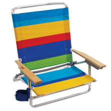 RIO Beach Multi-Striped Classic 5-Position Aluminum Beach Chair with Cup Holder - Pack of 4