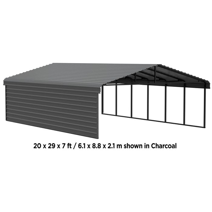 Arrow 20 x 60 x 7 ft Charcoal Carport with 1-Sided Enclosure 10 Arrow 20 x 60 x 7 ft Charcoal Carport with 1-Sided Enclosure 10