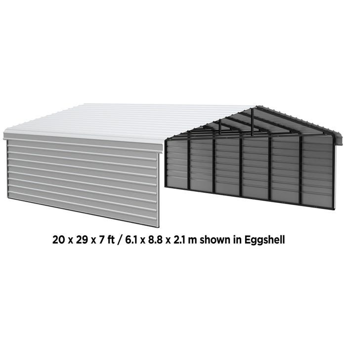 Arrow 20 x 33 x 7 ft Eggshell Carport with 2-Sided Enclosure 6 Arrow 20 x 33 x 7 ft Eggshell Carport with 2-Sided Enclosure 6