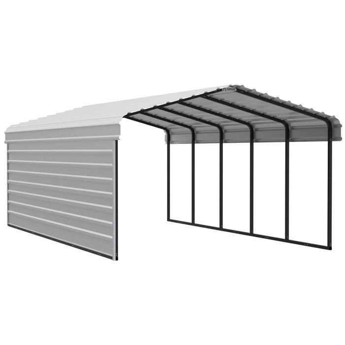 Arrow 24 x 12 x 7 ft Eggshell Carport with 1-sided Enclosure 16 Arrow 24 x 12 x 7 ft Eggshell Carport with 1-sided Enclosure 16