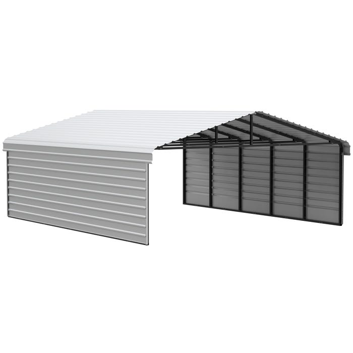 Arrow 24 x 20 x 9 ft Eggshell Carport with 2-sided Enclosure 16 Arrow 24 x 20 x 9 ft Eggshell Carport with 2-sided Enclosure 16