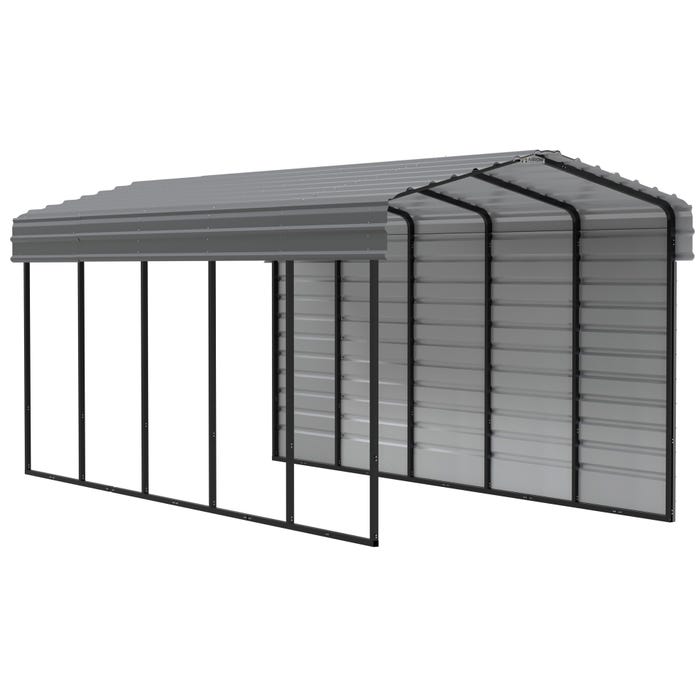 Arrow 24 x 10 ft Charcoal Carport with 1-sided Enclosure 20 Arrow 24 x 10 ft Charcoal Carport with 1-sided Enclosure 20