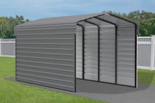 Arrow 20 x 10 ft Charcoal Carport with 2-sided Enclosure