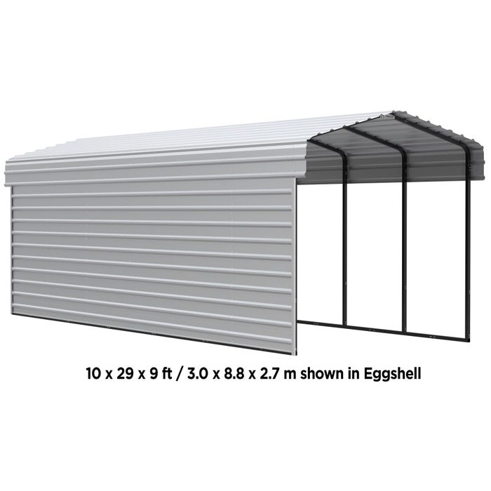 Arrow 10 x 100 x 9 ft Eggshell Carport with 1-Sided Enclosure 10 Arrow 10 x 100 x 9 ft Eggshell Carport with 1-Sided Enclosure 10