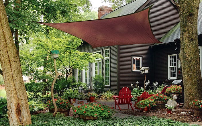 Shade Sail over a backyard patio