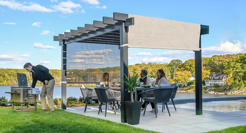 gathering under a pergola