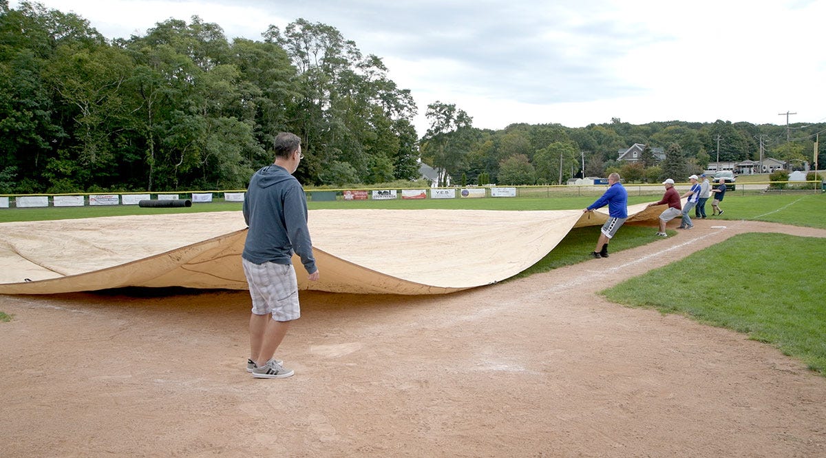 ShelterLogic baseball field tarp