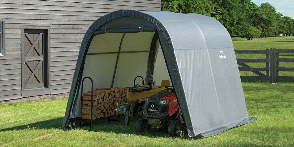 seasonal firewood storage shed