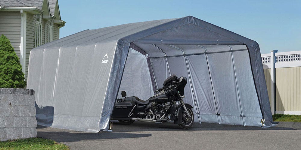 Garage-in-a-Box motorcycle shed