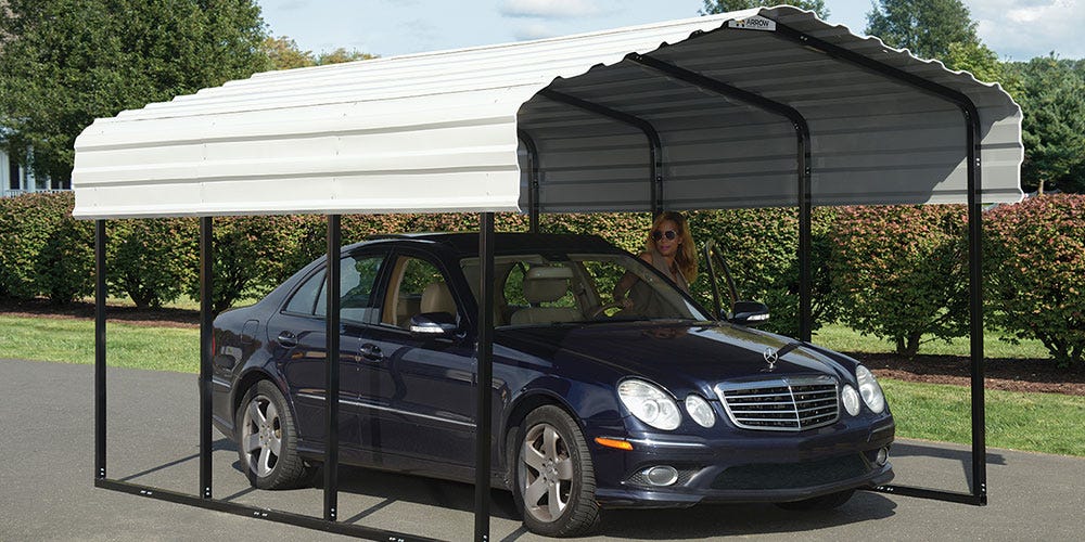 Metal Carport in Driveway