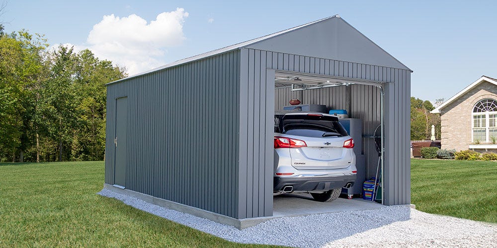 A metal garage is an excellent option for the homeowner who wants to prevent rust on a car.