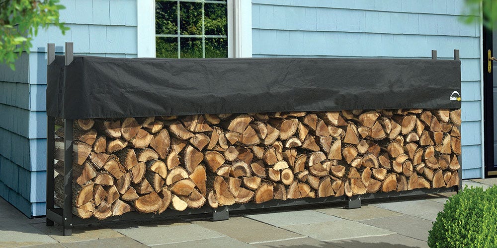 store seasoned wood on a ShelterLogic firewood rack