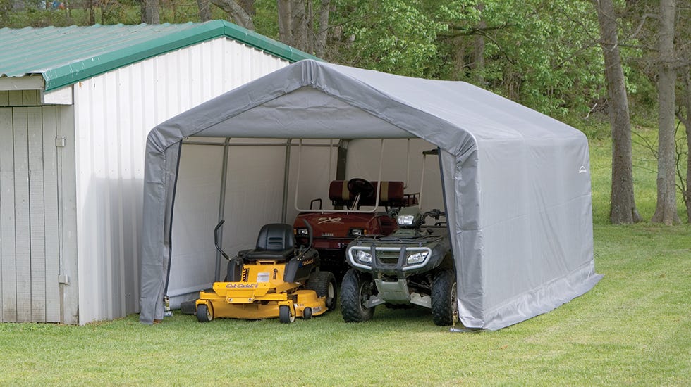 Shelter with Lawnmower and ATV Shelter with Lawnmower and ATV